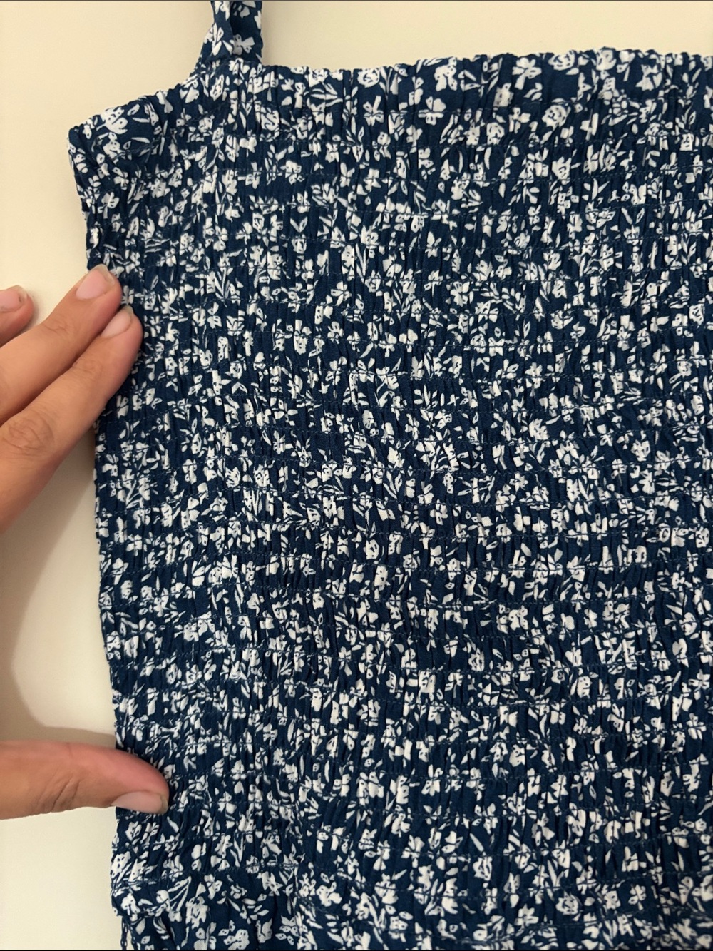 Baltic Born Navy Blue Floral Smocked Jumpsuit with Tie Straps - Picture 4 of 6